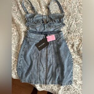 Open back denim corset top dress. Super cute